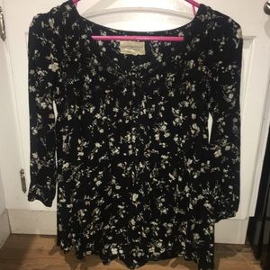 Ralph Lauren Black Floral Print Blouse